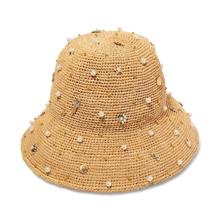 Hats Lele Sadoughi | Natural Sea Life Embellished Raffia Hat ...